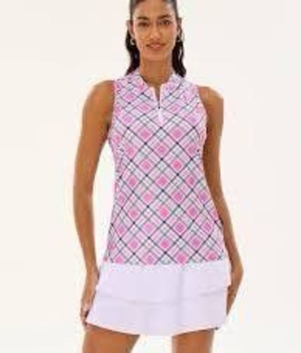 NWOT Soneven 1/4 Zip Sleeveless Racerback Athletic Golf Tank Pink Cream Medium
